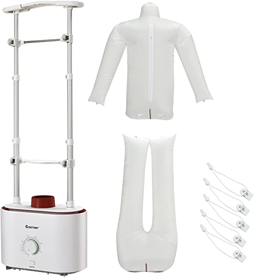 COSTWAY Portable Clothes Dryer, 1050W Multifunctional Clothes Drying & Ironing Machine, with Timer & Hot/Cold Wind, Automatic Garment Dryer & Iron Rack for Shirts/Sweaters/Coats/Jeans