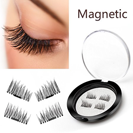 Qivange Magnetic False Eyelashes, Reusable 3D Fake Eyelashes No Glue Ultra-thin Handmade Natural False Eyelashes