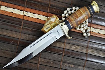 Sale - Handmade Hunting Knife - 440c Steel - Bowie Knife Leather Handle - Work of Art