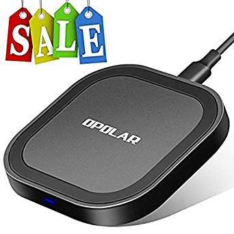 OPOLAR Fast Wireless Charger, Qi Certified(20% Faster, Zero Heat Buildup, Sleep Friendly Indicator, Anti-skid, Case Friendly, 10W for Samsung, 6W for iPhone and other Qi-Enabled Devices - No Adapter)