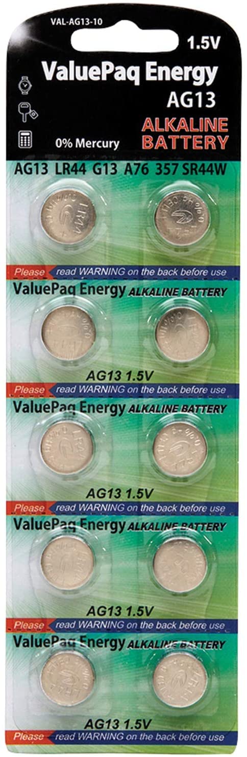Dantona VAL-AG13-10 ValuePaq Energy AG13 Alkaline Button Cell Batteries, 10 Pack