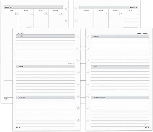 TUL® Discbound Weekly/Monthly Planner Refill Pages, Junior Size