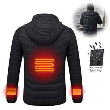 Zooarts Men's Heated Jacket Winter Hooded Work Coats Adjustable Temperature Control Clothing