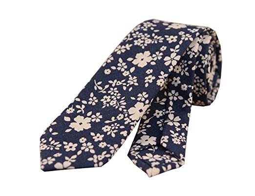 Jelinda Men's Casual Floral Necktie Cotton Skinny Tie