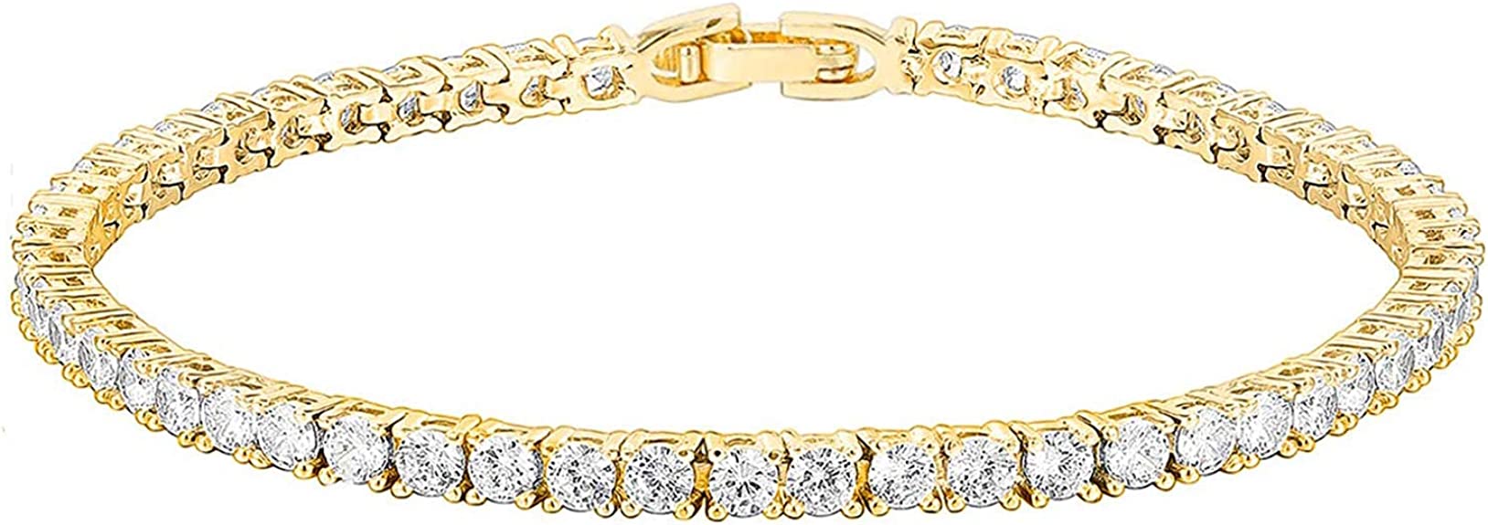 PAVOI 14K Gold Plated 3mm Cubic Zirconia Classic Tennis Bracelet | Gold Bracelets for Women | Size 6.5-7.5 Inch