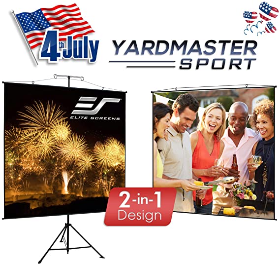 Elite Screens Yardmaster Sport Series, 2-in-1 Portable Indoor Outdoor Projector Screen with Carrying Bag, for Movie Home Theater Office, 8K / 4K Ultra HD 3D Ready, 2-Year Warranty, 1:1, YMS96S