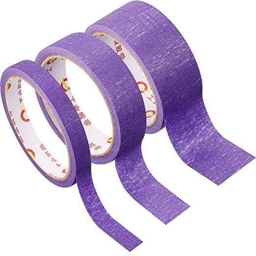 3 Rolls Purple Art Craft Tape Removable Masking Tape Multi Purpose Tape for DIY Labeling Decoration, 0.5 Inch, 1 Inch, 1.5 Inch