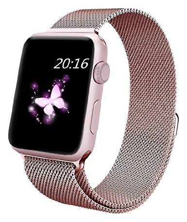 top4cus Apple Watch Band 38mm, Milanese Loop Stainless Steel Bracelet Strap Replacement Wrist iWatch Band with Magnet Lock for 38mm Apple Watch - Rose Gold