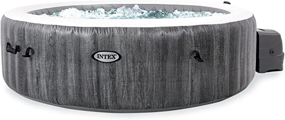 Intex 28441EP PureSpa Plus 85 Inch Diameter 6 Person Portable Inflatable Hot Tub Spa with 170 Bubble Jets and Built in Heater Pump, Greywood