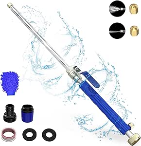 Buyplus Hydro Jet Nozzle Power Washer for Garden Hose, High Pressure Power Washer with 2 Jet Different Nozzle and Hose Quick Connectors, for Car Washing, Garden Cleaning, Patio Blue