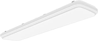 Hykolity 4FT Flush Mount LED Puff Ceiling Light Fixture, 57W 6000lm 4000K Neutral White [3-lamp 32W Fluorescent Equiv] LED Wraparound Shop Light for Kitchen, Laundry, Garage, ETL Listed 1pack