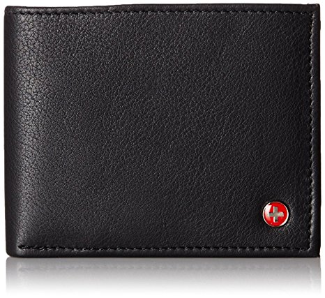 Alpine Swiss Men's Genuine Leather Wallet Slim Flip-out Bifold Black