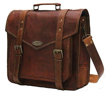 Handmade_world 15" Leather Messenger Bags For Men Women Mens Briefcase Laptop Computer Satchel School Bag Distressed