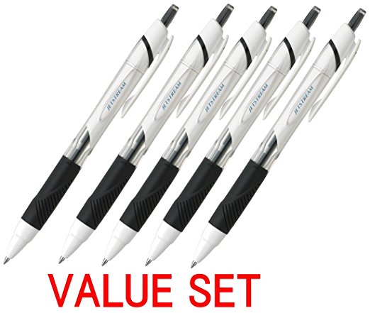 Uni-ball Jetstream Extra Fine Point Retractable Roller Ball Pens,-rubber Grip Type -0.5mm-black Ink-value Set of 5 (With Our Shop Original Product Description)