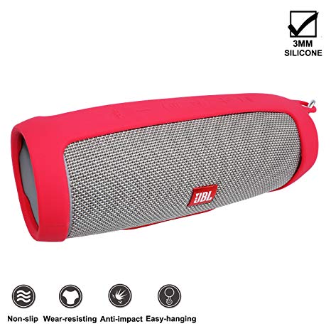 KoKaKo Silicone Cover Carrying Case for JBL Charge 3 Speaker(Red)