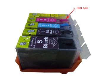 ND Brand Dinsink refillable ink cartridge for Canon PGI-5 BK CLI-8 : Pixma ip3300 PIXMA iP3500 PIXMA iP4200 PIXMA iP4300 PIXMA iP4500 PIXMA iP5200 PIXMA iP5200R PIXMA MP500 PIXMA MP510 PIXMA MP520 PIXMA MP530 PIXMA MP600 PIXMA MP610 PIXMA MP800 PIXMA MP800R PIXMA MP810 PIXMA MP830 PIXMA MP950 PIXMA MP960 PIXMA MP970 PIXMA MX700 PIXMA MX850 ...The item with ND Logo!