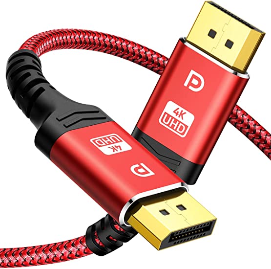 Snowkids 4K DisplayPort Cable 4.5M (DP to DP Cable),DisplayPort to DisplayPort Cable (4K@60Hz,2K@120Hz) High Speed Nylon Braided DP Lead Supports for Laptop PC TV etc-Gaming Monitor Cable (Red)