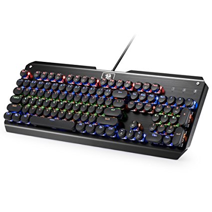 Redragon Mechanical Gaming Keyboard Gamer Vintage Blue Switches Rainbow LED Backlit 6 Color Anti-ghosting 104 Key for PC Laptop and Mac