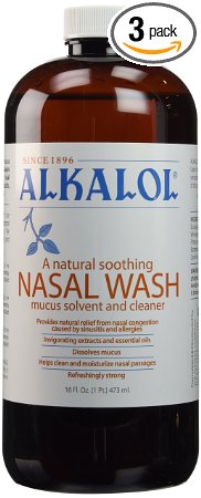 Alkalol a Natural Soothing Nasal Wash 16 Oz (Pack of 3)