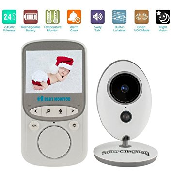 Baby Monitor, 2017 Newest Sourcingbay 2.4" Wireless LCD Digital Video Audio Security Baby Camera Monitor with Night Vision, Two-way Talk, Alarm Sensor, Temperature Monitoring, Eight Soothing Lullabies