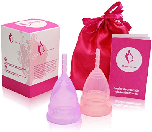 Menstrual Cup - 2 Set Menstrual Cups Small with Free Pouch Bag FDA Registered, Tampon and Pad Alternative Feminine Hygiene Protection Mooncup - 20ML