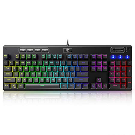 PICTEK Mechanical Gaming Keyboard- 104 Keys Red Switch - Programmable, Chroma RGB LED Rainbow Backlit, Spill-Resistant 19 Key Anti-Ghosting USB Wired Illuminated Gamers Keyboard for Desktop, Computer