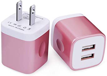 USB Wall Charger, FiveBox 2PC Dual Port 2.1A Wall Charger Adapter Charger Box Brick Charging Block Base Cube Compatible iPhone Xs Max/XR/X/8/7/6/6s, iPad, Samsung Galaxy S9 S8 Note 9 8, LG, Motorola