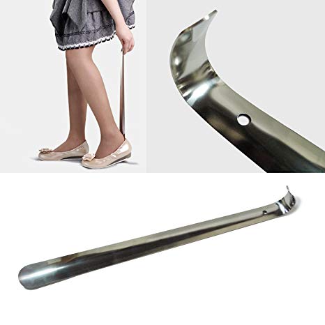 About 16.5" Inch Long Shoe Horn Silver Stainless Steel Metal Shoes Remover Shoehorn