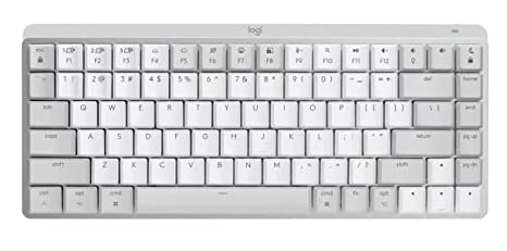 Logitech MX Mechanical Mini for Mac Wireless Illuminated Keyboard, Low-Profile Performance Switches, Tactile Quiet Keys, Backlit, Bluetooth, USB-C, Apple, iPad - Pale Grey