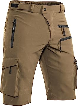 Hiauspor Men's Mountain Bike Shorts Stretch MTB Shorts Quick Dry with Zipper Pocket