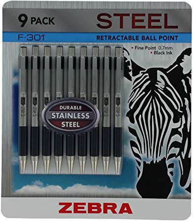 F-301 Retractable Ballpoint 0.7mm Black 9pk (11169) pack of 2