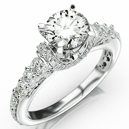 2.33 Carat Round Cut Designer Four Prong Round Diamond Engagement Ring (I-J Color, I2 Clarity)