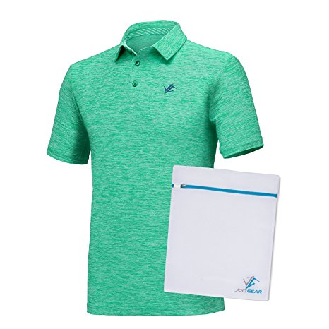 Jolt Gear Mens Dry Fit Golf Polo Shirt, Athletic Short-Sleeve Polo Golf Shirts (Laundry Bag included)