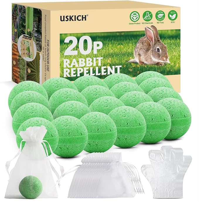 Rabbit Repellent Outdoor,20 Pack Natural Peppermint Oil Rabbit Repellent Pet Safe,Powerful Rabbit Deterrent,Rabbit Repellant for Garden,Deer Repellent for Outdoor Tree Yard, Safe for Lawn and Plant