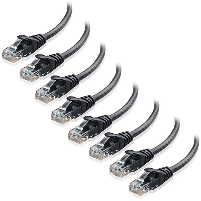 Cable Matters 8-Pack Snagless Cat5e Ethernet Cable (Cat5e Cable / Cat 5e Cable) in Black 7 Feet
