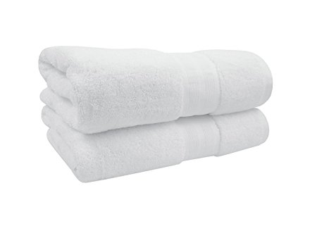 SPECIAL STOCK: Set of Luxury Bath Towels – 100% USA Cotton Hotel & Spa Towels, Extra Absorbent Thick and Luxuriously Soft Large 30” x 56” White Towels for Guest Shower Bathroom Pool ( SET OF 2)