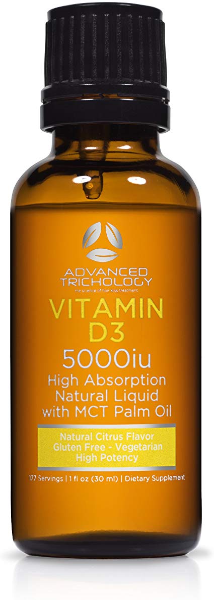 Natural Liquid Vitamin D3 | 5000iu per 5 Drops - Extra Strength - Citrus Flavor -180 doses - 6 Month Servings – Vegetarian and Gluten Free