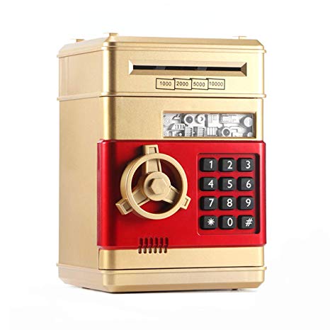 Sunsbell Money Bank Electronic ATM Password Cash Coin Saving Banks Cash Piggy Banks for Kids (Gold)