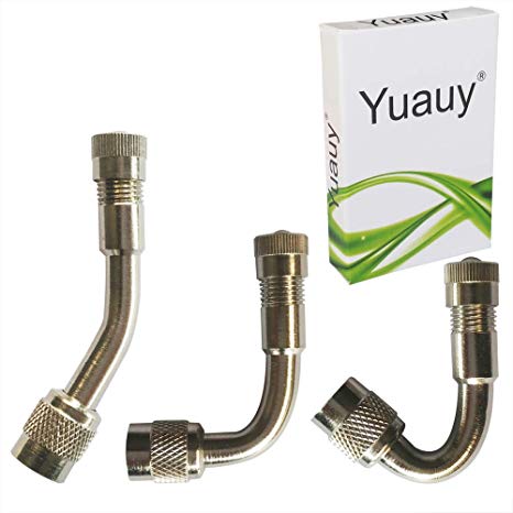 Yuauy (Total Set of 3) 45 90 135 Degree Valve Stem Extension Extenders Tyre Angled Brass Universal Schrader Adapter for Car Motorcycle Bike Scooter