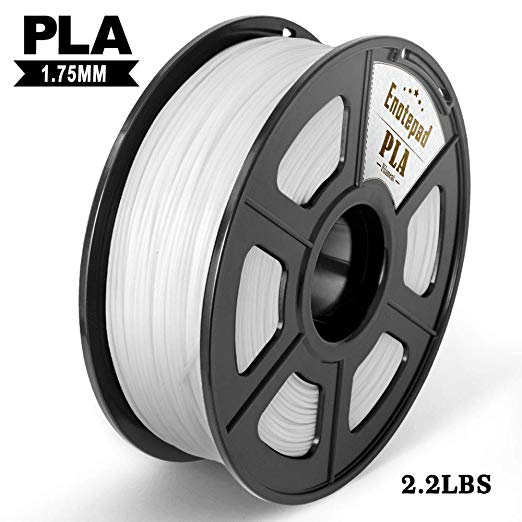 3D Printer PLA Filament,1KG PLA Filament 1.75mm,Dimensional Accuracy  /- 0.02 mm,Enotepad PLA Filament for Most 3D Printer,White