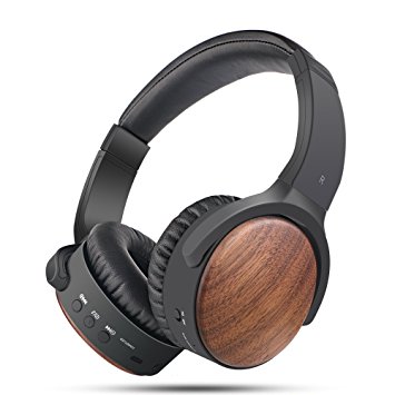 ANCDEEP Wood Active Noise Cancelling Wireless Headphones, Lightweight On-ear Bluetooth Headsets with Built-in Mic and Volume Control (Walnut Wood)