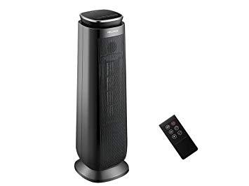 PELONIS Ceramic Space Heater, Oscillating Tower Heater Indoor Use, 1500W Electric Safe Heater with Remote Control, Digital Thermostat, 8-Hour Programmable Timer, Portable Heater