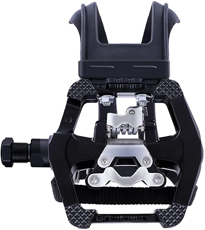 JOROTO SPD Pedals 9/16''Hybrid Pedal Cleats for Shimano SPD System with Toe Cages Clips and Straps for Spin Indoor Exercise Bikes.