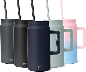 Simple Modern Becher mit Griff und Trinkhalm | Großer isolierter EdelstahlWasserkrug | Geschenke für Frauen und Männer | Trek Sammlung | 1480ml | Deep Ocean