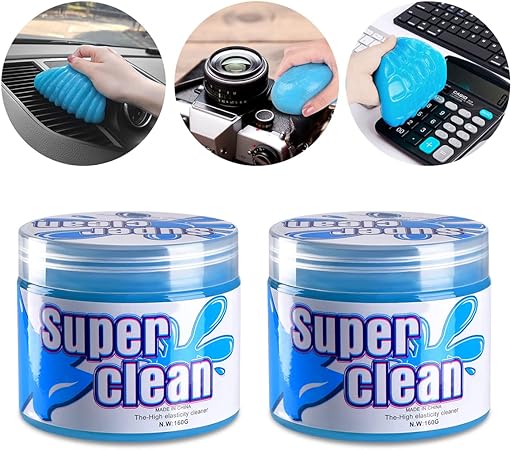 2 Pack Car Cleaning Gel for Car Detailing, Car Interior Cleaner Dust Cleaning Gel Keyboard Cleaner Gel Reusable for Cars and Keyboard Car Vent Cleaner