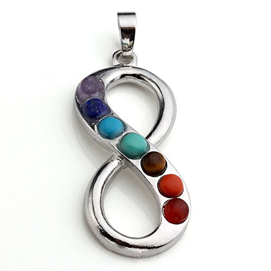 JOVIVI 7 Chakras Gemstone Pendant Infinity Charm Beads Necklace Gift