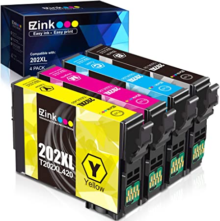 E-Z Ink (TM) Remanufactured Ink Cartridge Replacement for Epson 202 202XL T202XL T202 to use with Workforce WF-2860 Expression Home XP-5100 Printer (1 Black, 1 Cyan, 1 Magenta, 1 Yellow, 4 Pack)