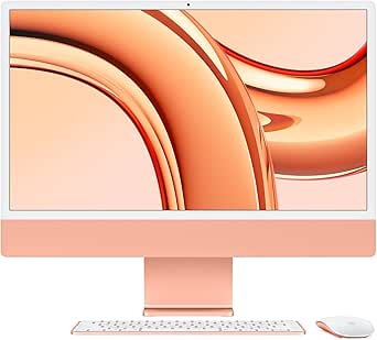 Apple 2023 iMac All-in-One Desktop Computer with M3 chip: 8-core CPU, 10-core GPU, 24-inch Retina Display, 8GB Unified Memory, 256GB SSD Storage, Matching Accessories. Works with iPhone/iPad; Orange