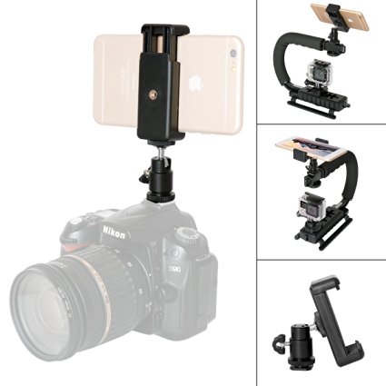 Fantaseal DSLR Camera Hot Shoe Smartphone Mount Monitor Mount w/ Cellphone Clip (UP TO 5.5" Screen) for Nikon Canon Sony Pentax Olympus Ricoh Panasonics Lumix Casio DSLR Camera / Mirrorless Camera