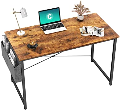 Cubiker Writing Computer Desk 39" Home Office Study Desk, Modern Simple Style Laptop Table with Storage Bag, Rustic